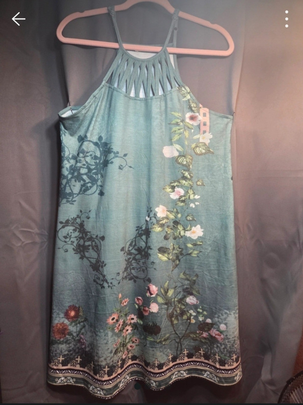 SHEIN Teal Floral Halter Mini Dress